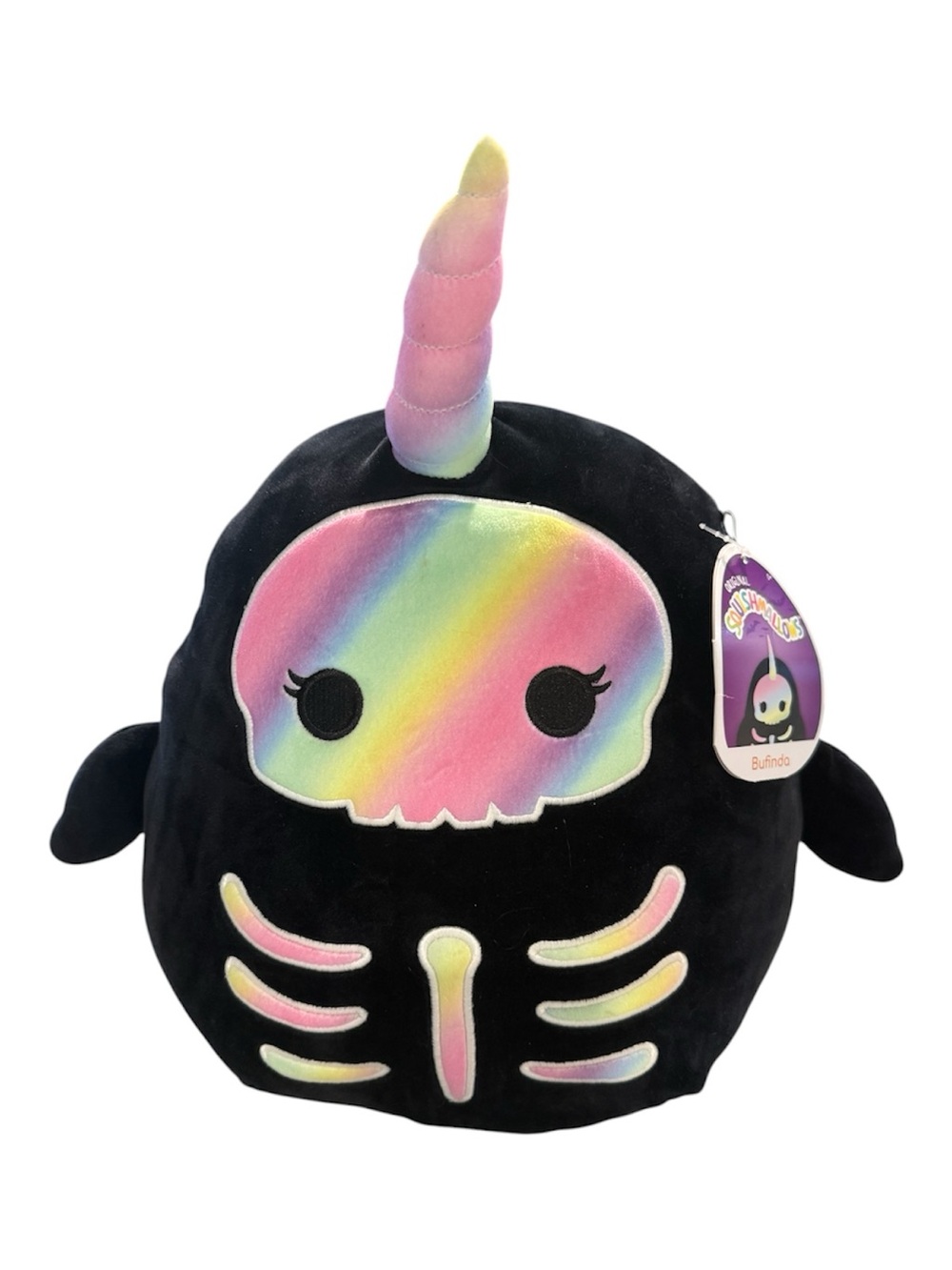 Bufinda the Skeleton Narwhal Glow in the Dark Squishmallow NWT